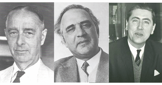 Portretfotos (zwart-wit) Dr. Gregorius (Gorus) van Oordt, Prof. dr. Jan de Wilde, Prof. dr. Jan Lever